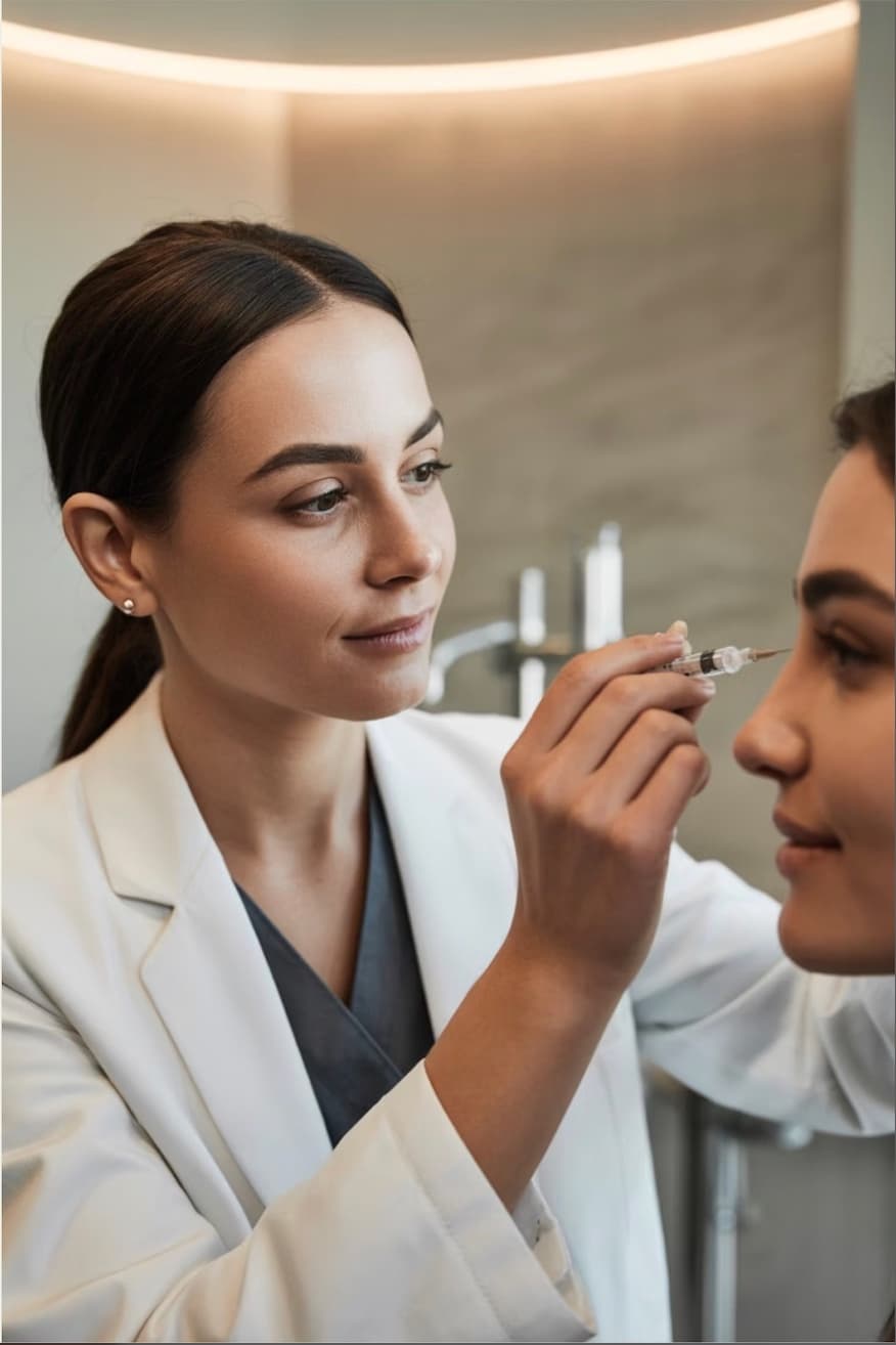 Anti-wrinkle injection treatment by practitioner